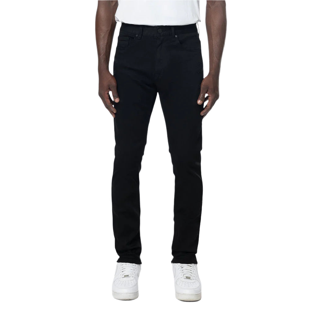 SMOKE RISE Slim Essential Clean Jeans (Jet Black)